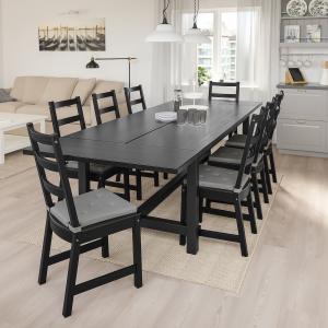 IKEA - NORDVIKEN Mesa y 6 sillas negro/negro