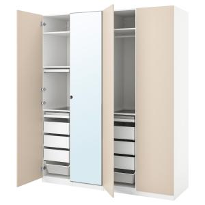 IKEA - REINSVOLLVIKEDAL Armario blanco/beige grisáceo espej…