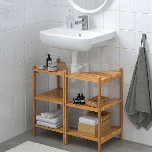 IKEA - BJÖRKÅN Estantería esquina para baño bambú/Ensen gri…