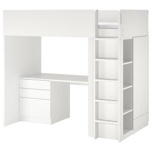 IKEA - Cama alta Blanco blanco/con escritorio con 4 cajones