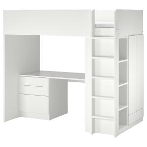 IKEA - Cama alta Blanco blanco/con escritorio con 4 cajones