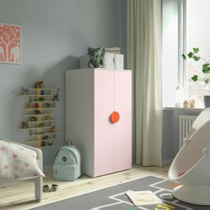 IKEA - PLATSA Armario Blanco rosa claro/con 3 estantes