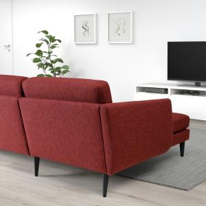 IKEA - Sofá de 4 plazas con chaiselongue Lejde rojo/marrón/…