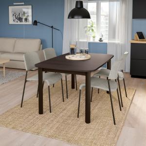 IKEA - UDMUND Mesa y 4 sillas marrón/Viarp beige/marrón