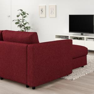 IKEA - Sofá 5 plazas esquina  chaiselongue/Lejde rojo/marró…