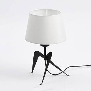 Lámpara de mesa Lola, pantalla tela, blanco-negro