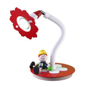 Lámpara de mesa LED bombero Fred, rojo-blanco