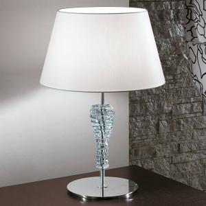 Gran lámpara de mesa de tela Crystal blanca