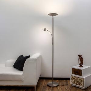 Lámpara LED de pie Malea con luz lectura, níquel