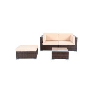 Set de muebles de porche de ratán sintético gales marrón. p…
