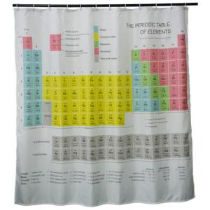 Cortina de baño tabla periódica multicolor poliéster 180x18…