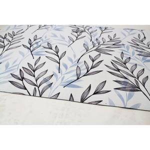 Alfombra pie de cama pvc hakuna hojas azul / blanco rectang…