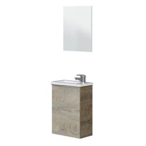 Mueble de baño con espejo compac madera aserrada clara 40x2…