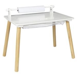 Mesa escritorio infantil blanco con rodillo y bandeja 60x40…