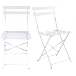 2 sillas plegables de jardín de metal epoxi blanco Alt.80