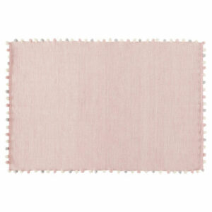 Alfombra con pompones de algodón rosa 120x180