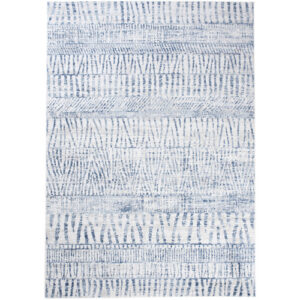Alfombra de salón crema azul líneas suave 120 x 170 cm