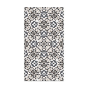 Alfombra vinílica azulejo oriental floreada gris 140x200 cm