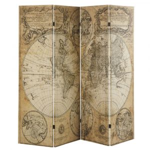 Biombo con impresión de mapa antiguo