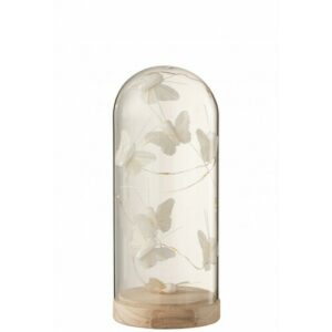 Campana alta led mariposas cristal/madera blanco/natural Al…