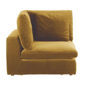 Esquina de sofá modular de terciopelo amarillo