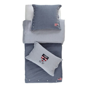 Juego de cama de cambray de algodón en azul 140×200