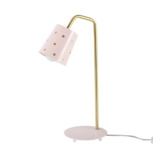 Lámpara de escritorio de metal rosa y dorado