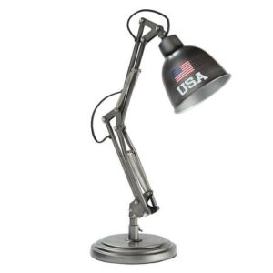 Lámpara de escritorio industrial de metal gris