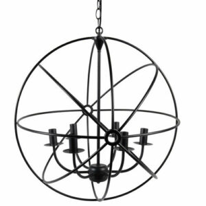 Lámpara de techo de esfera con 6 ramas de metal negro