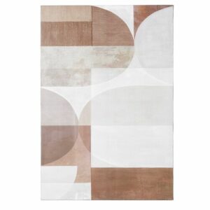 Lienzo abstracto estampado y pintado marrón y blanco 120 x…
