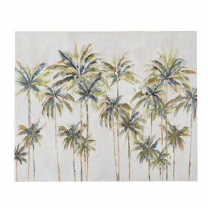 Lienzo pintado con palmeras verdes y beiges 110 x 90