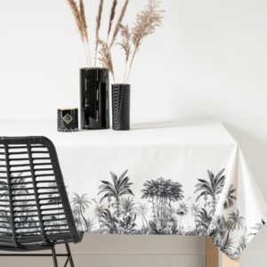 Mantel de algodón orgánico con palmeras blancas y negras 15…
