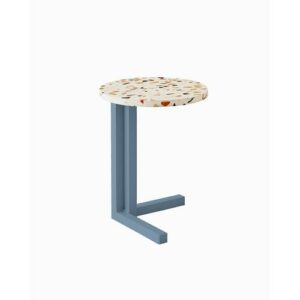 Mini mesa auxiliar aluminio azul y terrazzo multicolor