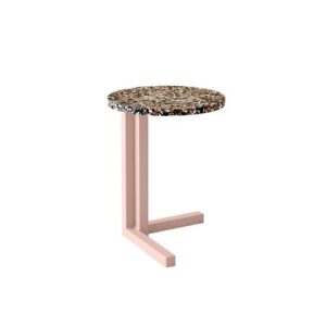 Mini mesa auxiliar aluminio rosa y terrazzo negro