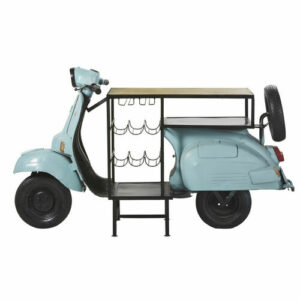 Mueble bar scooter azul de metal y mango