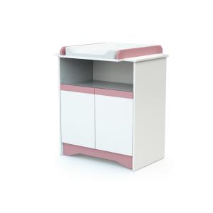 Mueble cambiador blanco y rosa