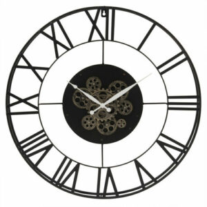 Reloj con calendario y engranajes de metal negro D.70