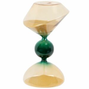 Reloj de arena de cristal beige y verde