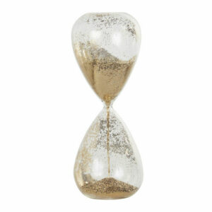 Reloj de arena de cristal cobrizo con purpurina dorada Alt.…