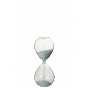 Reloj de arena perlas vidrio blanco Alt. 25 cm
