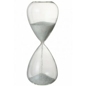 Reloj de arena perlas vidrio blanco extra Alt. 40 cm