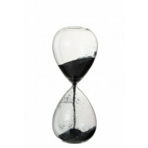 Reloj de arena perlas vidrio negro Alt. 32 cm