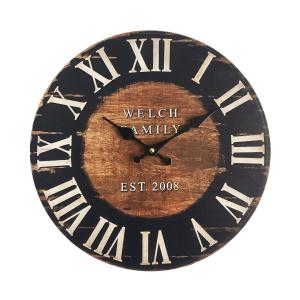 Reloj de madera estilo vintage marrón y blanco D. 33,8 cm