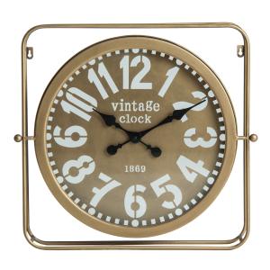 Reloj de pared de hierro y vidrio en oro 50,8x8,5x54