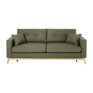 Sofá-cama de estilo escandinavo de 3/4 plazas verde caqui