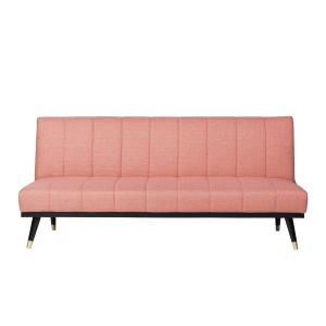 Sofá color rosa con patas negro/dorado