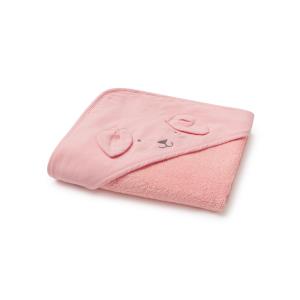 Toalla capucha cara animal rosa 80x80