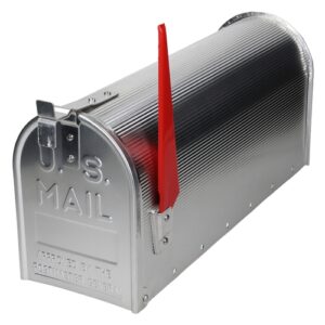 US buzón de correo con bandera giratoria y soporte, plata,…