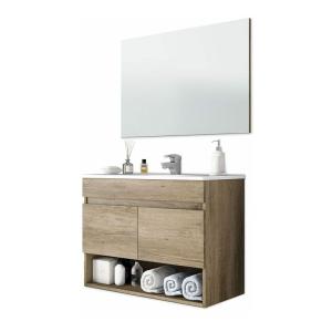 Mueble de baño con espejo Cotton 2 puertas Nordik 80cm (anc…