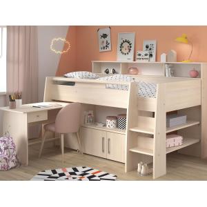 Cama APOLINE - Con escritorio y compartimentos - 90x200 cm…